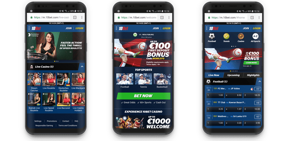 10Bet Mobile (live) Casino and Sportsbook