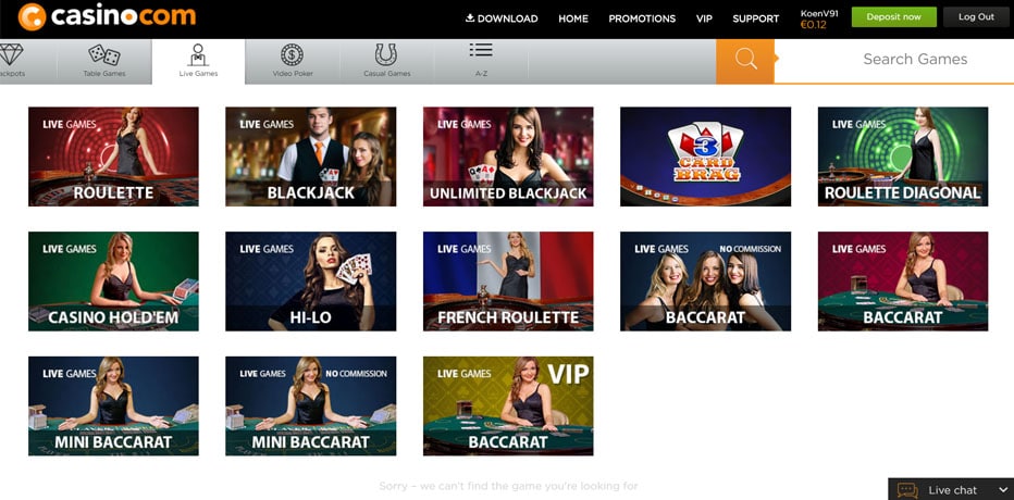 Live Casino Games at Casino.com