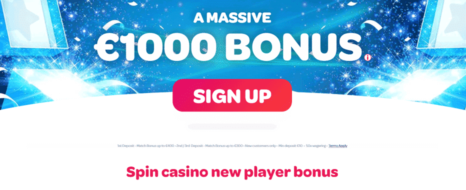 Spin Casino Welcome Bonus - Claim up to R$1.000,-