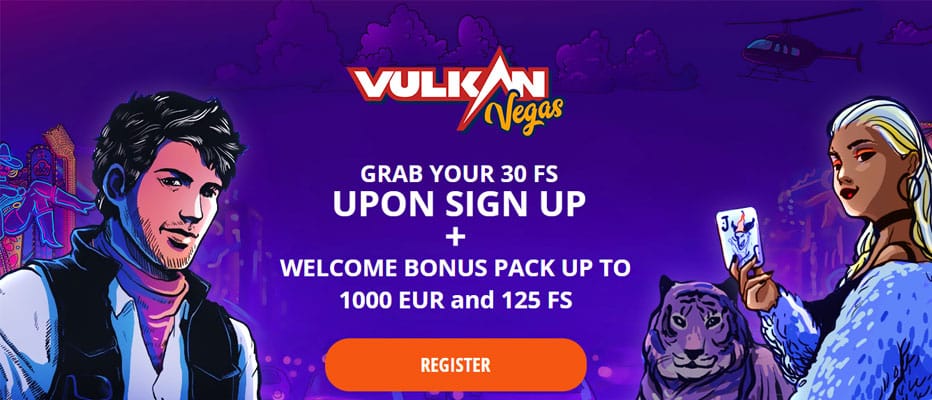 Vulkan Vegas - 30 Free Spins No Deposit on Book of Dead
