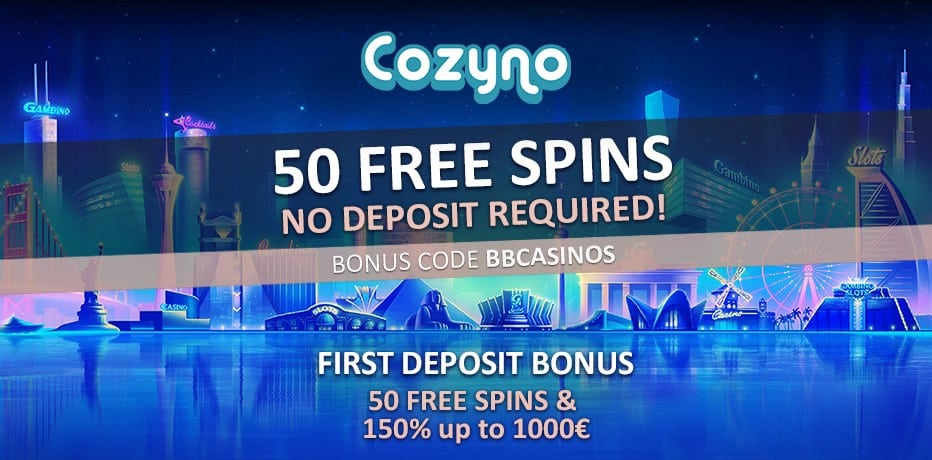 Cozyno Bonus - 50 Free Spins + 150% Bonus up to R$1.000