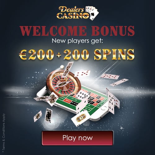 Claim 200 Free Spins + R$ 200 Bonus at Dealers Casino