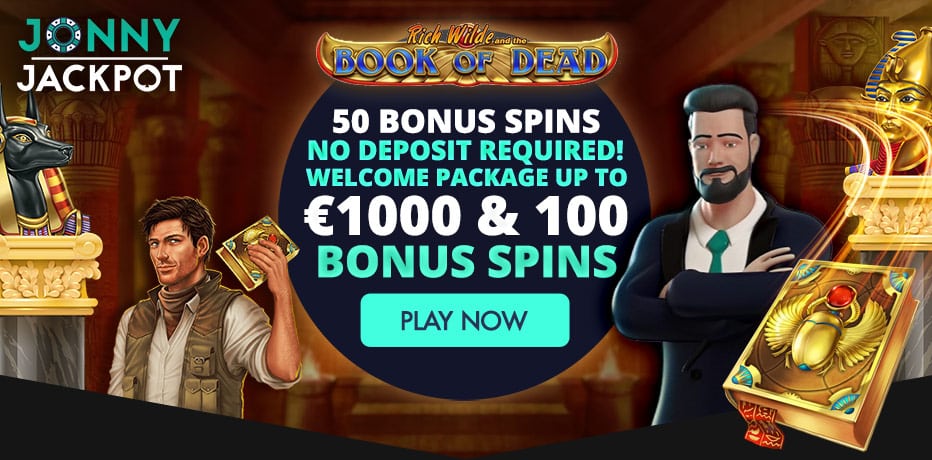 50 Free Spins on the Book of Dead at Jonny Jackpot (on registration)