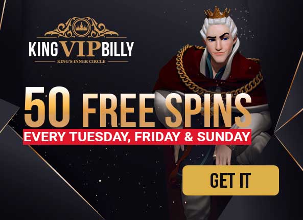 Claim free spins three times a week at King Billy Casino